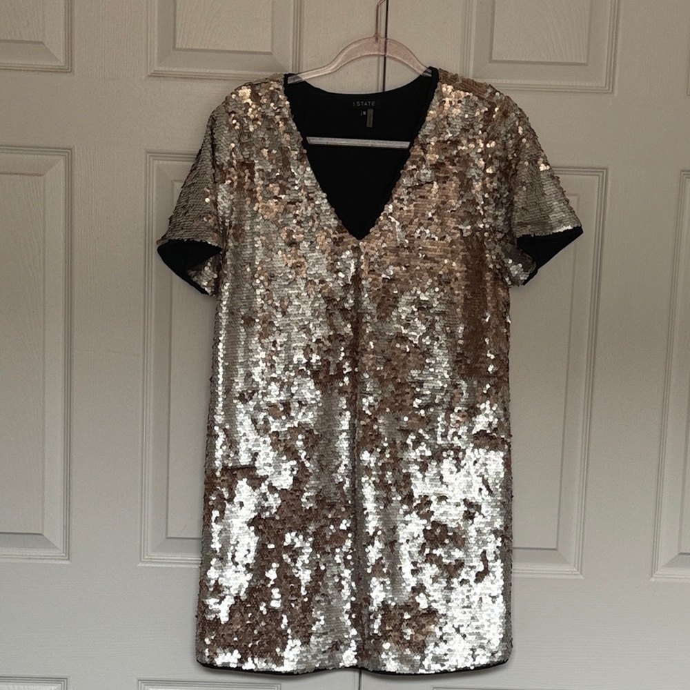 1. State Silver Sequin Mini Dress